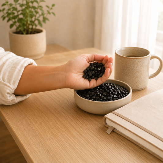 Black Obsidian Chips lifestyle view showing style, scale and fit