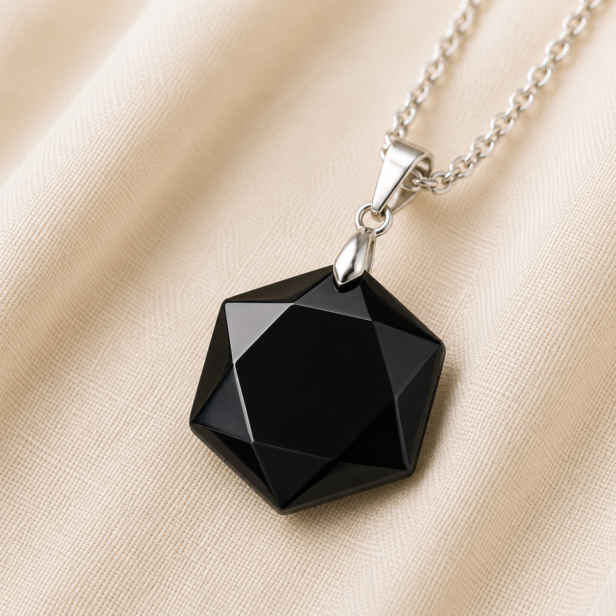 Natural Black Tourmaline Hexagon Pendant for Protection