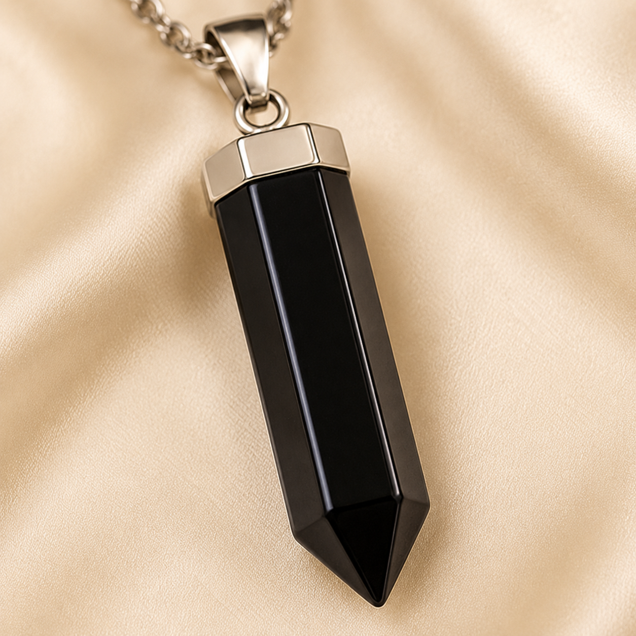 Natural Black Obsidian Pencil Pendant for Protection