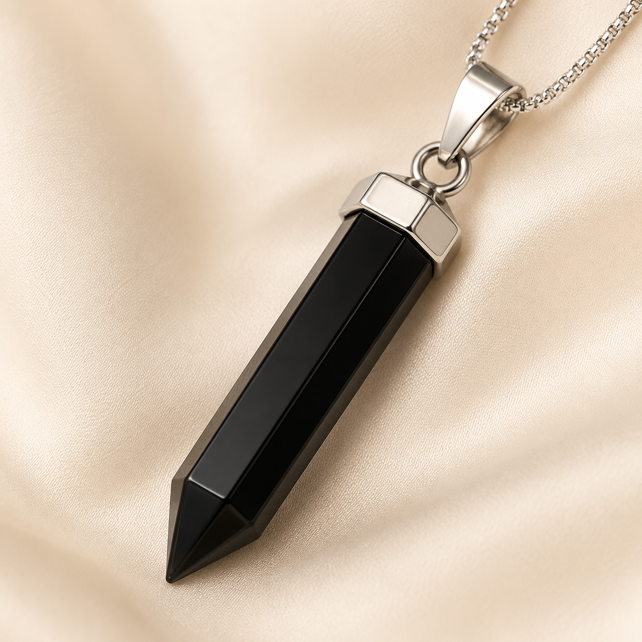 Natural Black Onyx Pencil Pendant for Focus