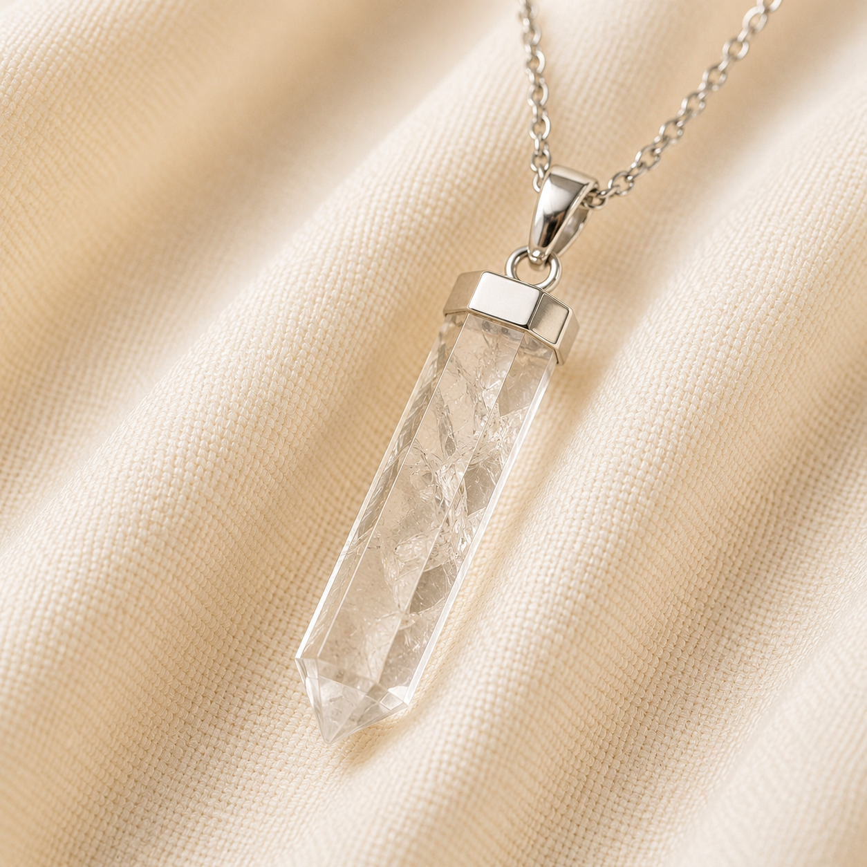 Natural Clear Quartz Pencil Pendant for Clarity