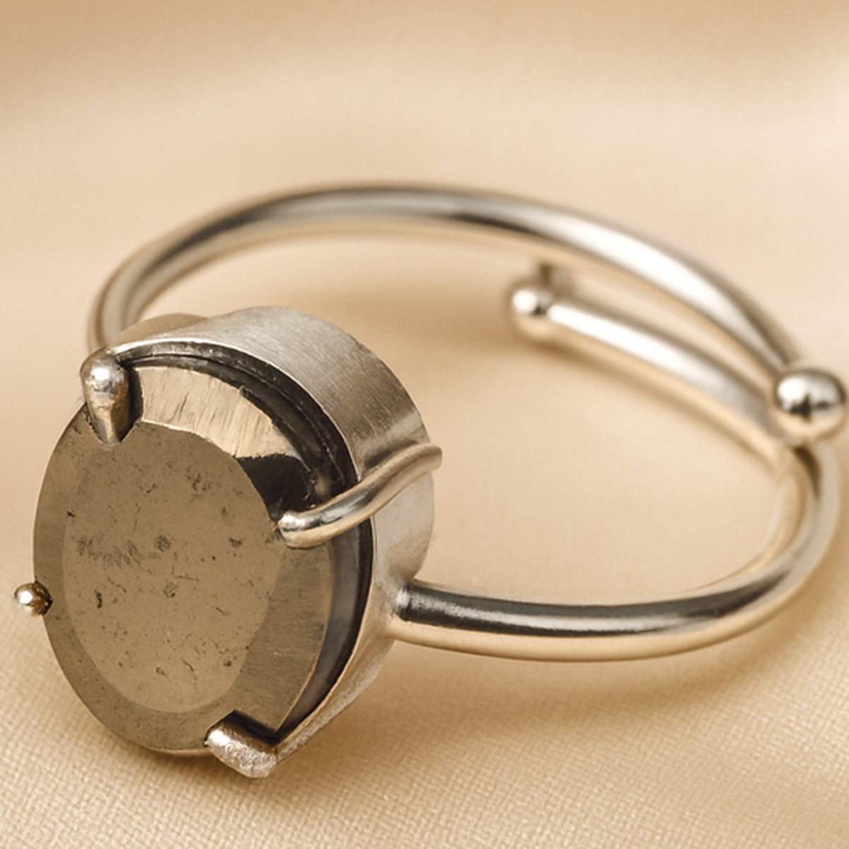 Natural Pyrite Ring for Abundance
