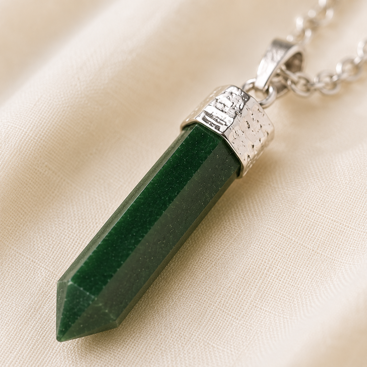 Natural Green Jade Pencil Pendant for Prosperity
