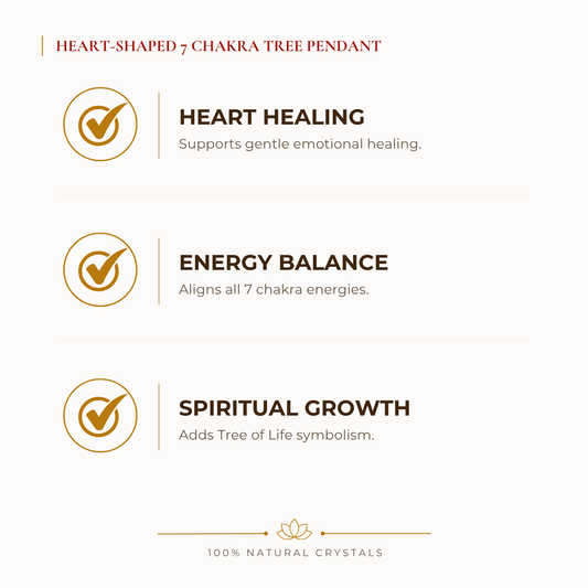 Natural 7 Chakra Heart Tree of Life Pendant for Alignment