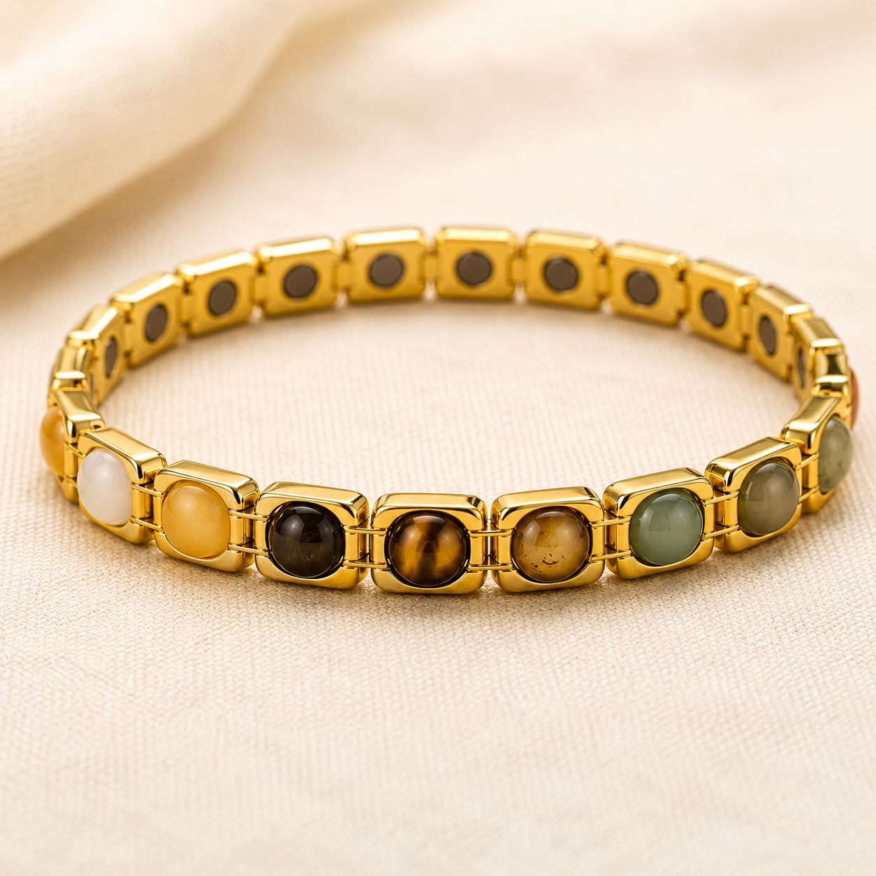 Green Aventurine, Tiger Eye, Citrine & Pyrite Bracelet for Growth