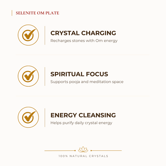 Selenite 7 Chakra Om Charging Plate for Cleansing