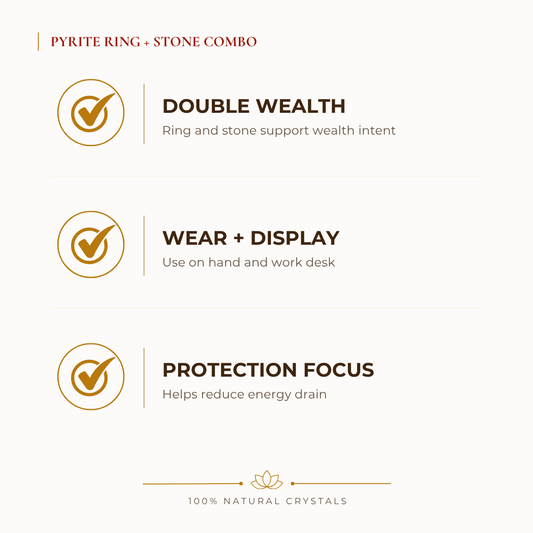 Pyrite Stone & Ring Set for Prosperity