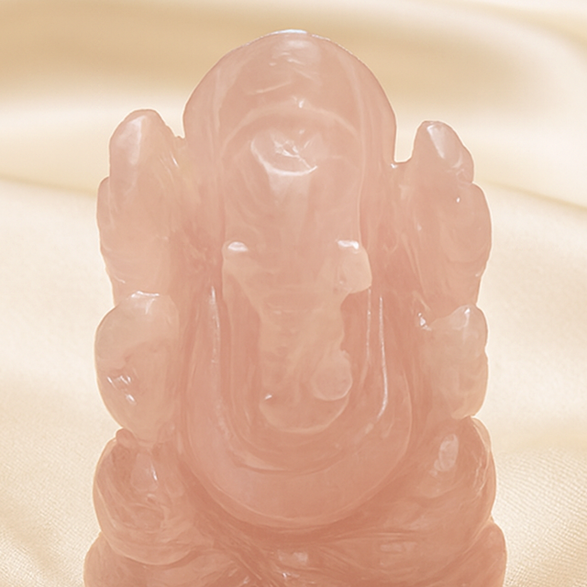 Natural Rose Quartz Ganesh Ring for Self-Love