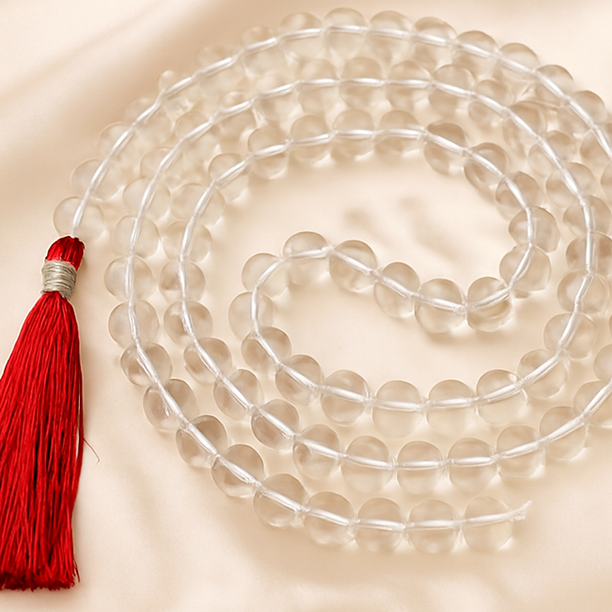 Natural Clear Quartz 8mm 108 Bead Mala for Clarity