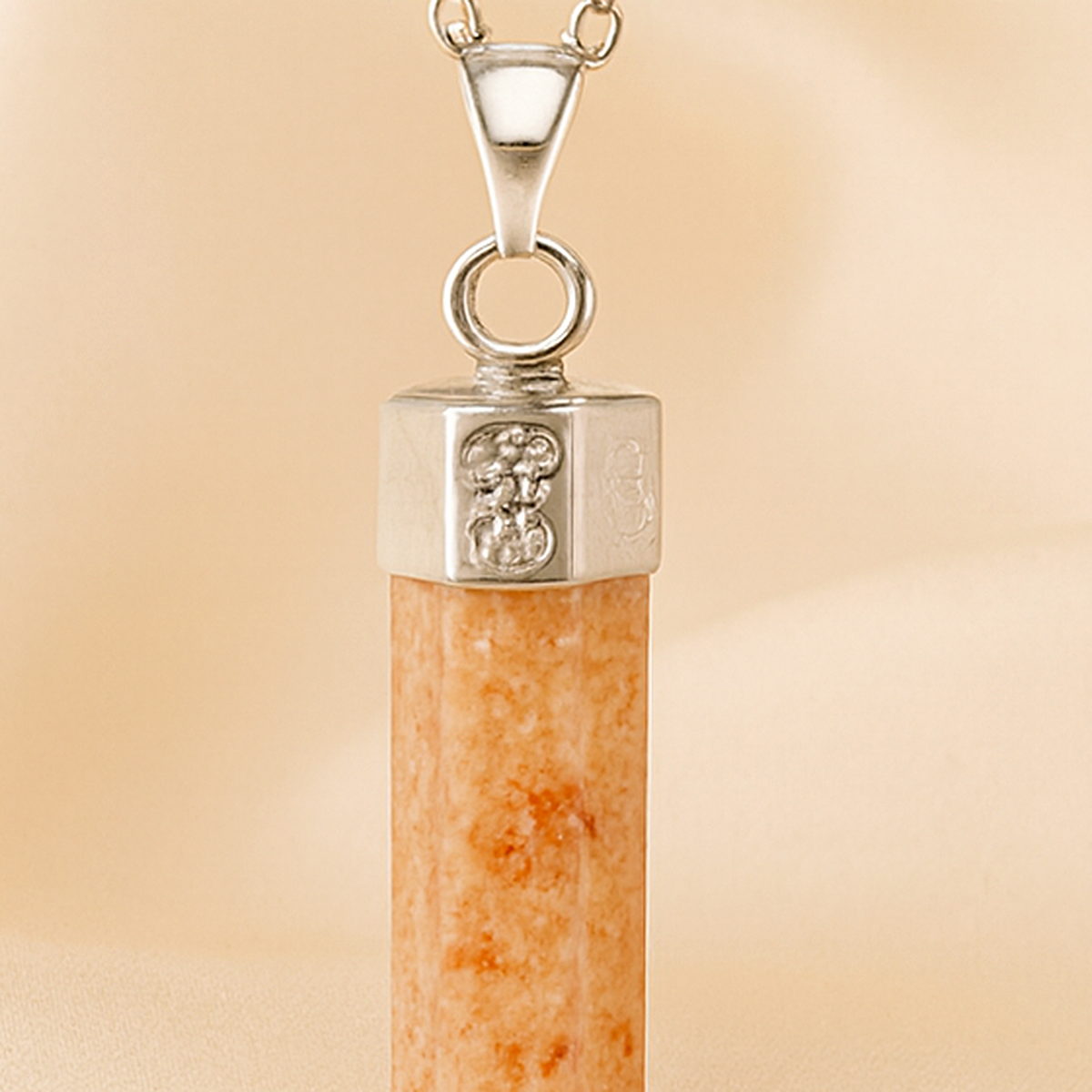 Natural Sunstone Pencil Pendant for Vitality