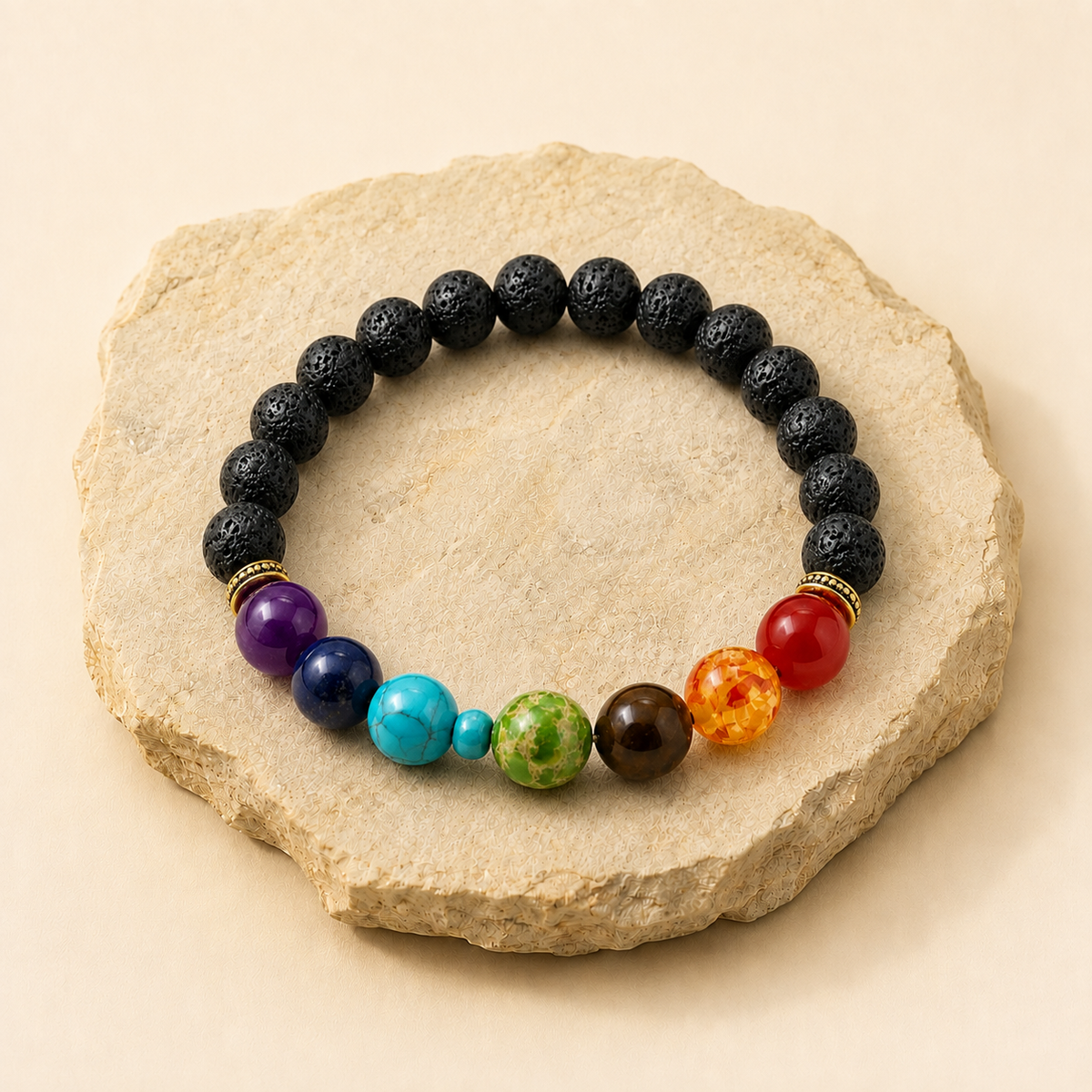 Black Obsidian, 7 Chakra & Evil Eye Bracelet for Protection