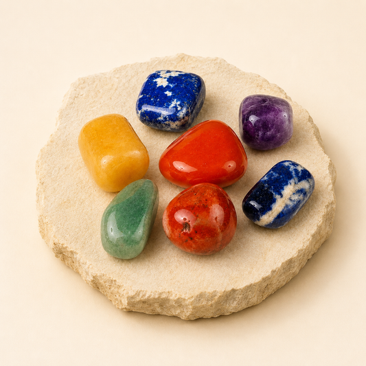 7 Chakra Tumble Set natural crystal product view by Evashu Crystals
