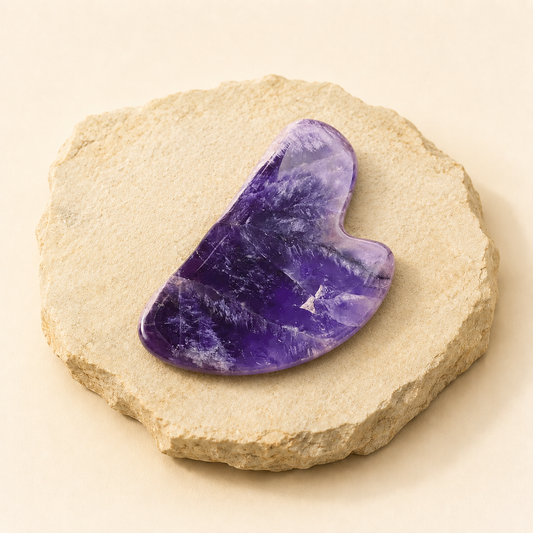 Amethyst Gua Sha natural crystal product view by Evashu Crystals
