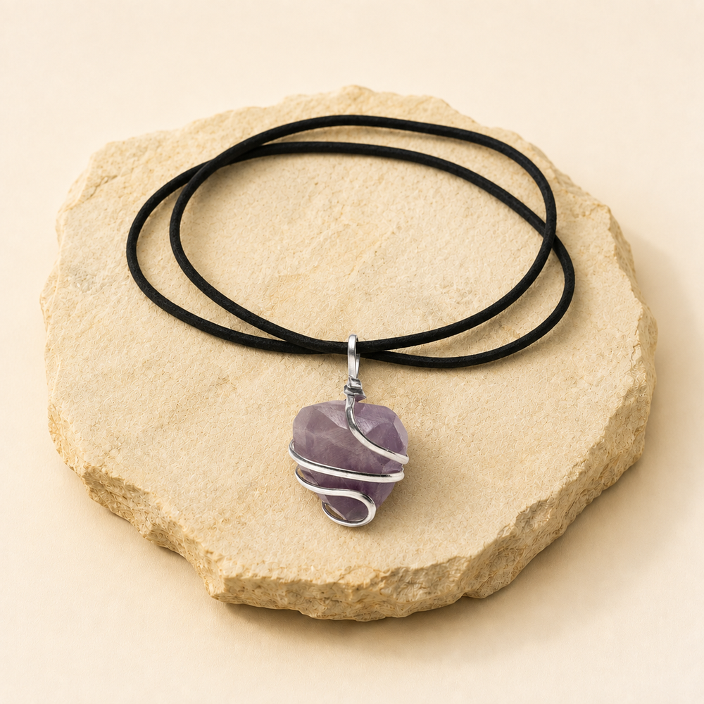 Amethyst Pendant natural crystal product view by Evashu Crystals