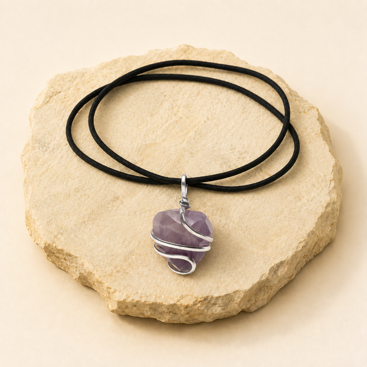 Amethyst Pendant natural crystal product view by Evashu Crystals