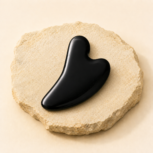 Black Obsidian Gua Sha natural crystal product view by Evashu Crystals