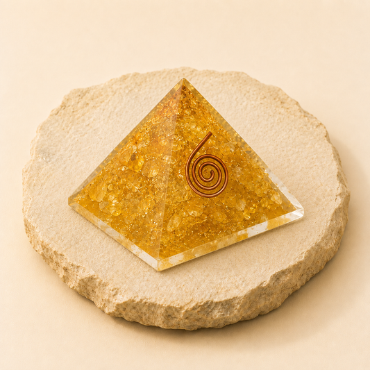 Citrine Pyramid natural crystal product view by Evashu Crystals