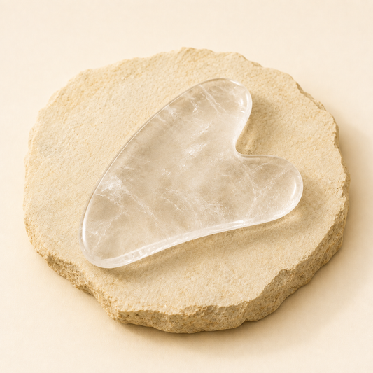 Clear Quartz Gua Sha natural crystal product view by Evashu Crystals