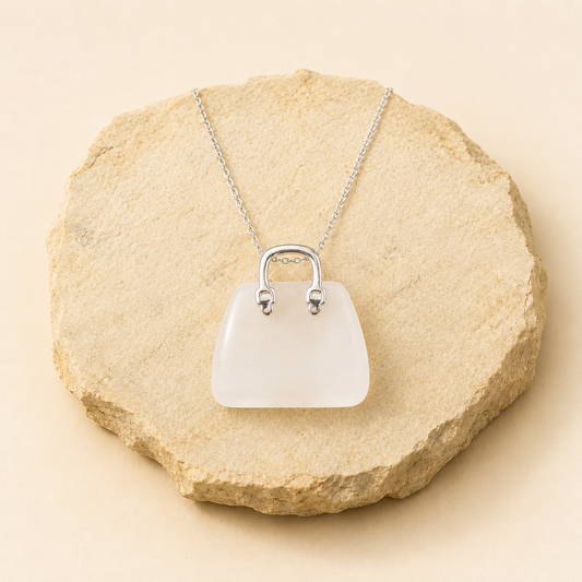 Clear Quartz Handbag Pendant natural crystal product view by Evashu Crystals