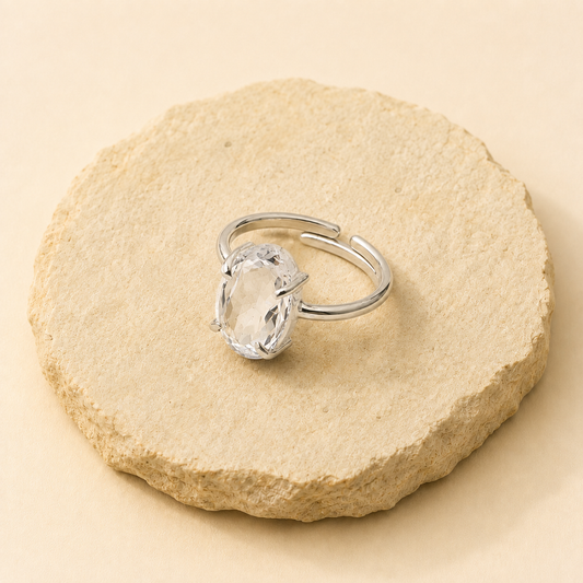 Clear Quartz Ring natural crystal product view by Evashu Crystals