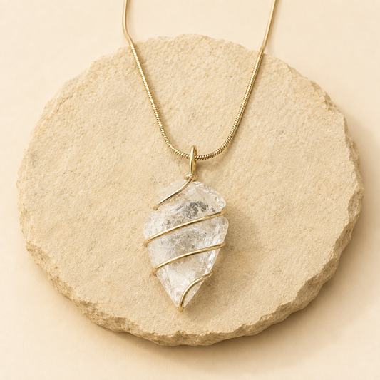 Clear Quartz Tumble Pendant natural crystal product view by Evashu Crystals