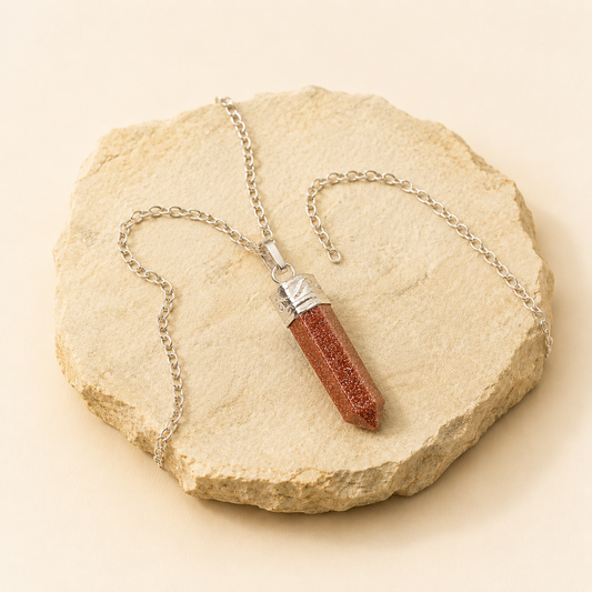 Goldstone Pencil Pendant man-made glass product view by Evashu Crystals