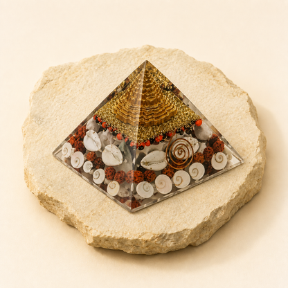 Gomti Chakra Pyramid natural crystal product view by Evashu Crystals