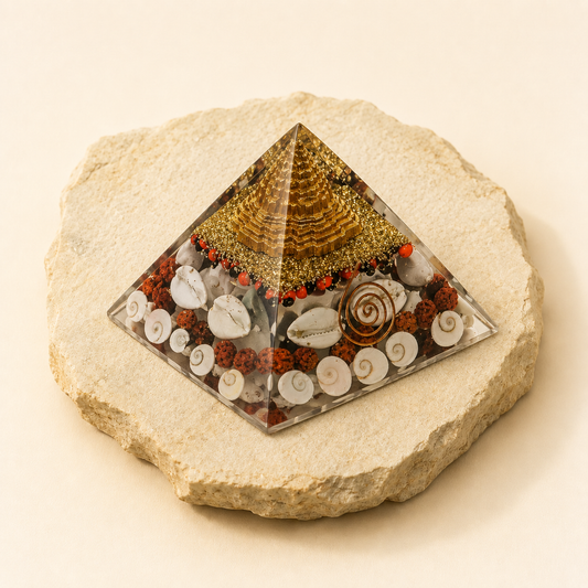 Gomti Chakra Pyramid natural crystal product view by Evashu Crystals