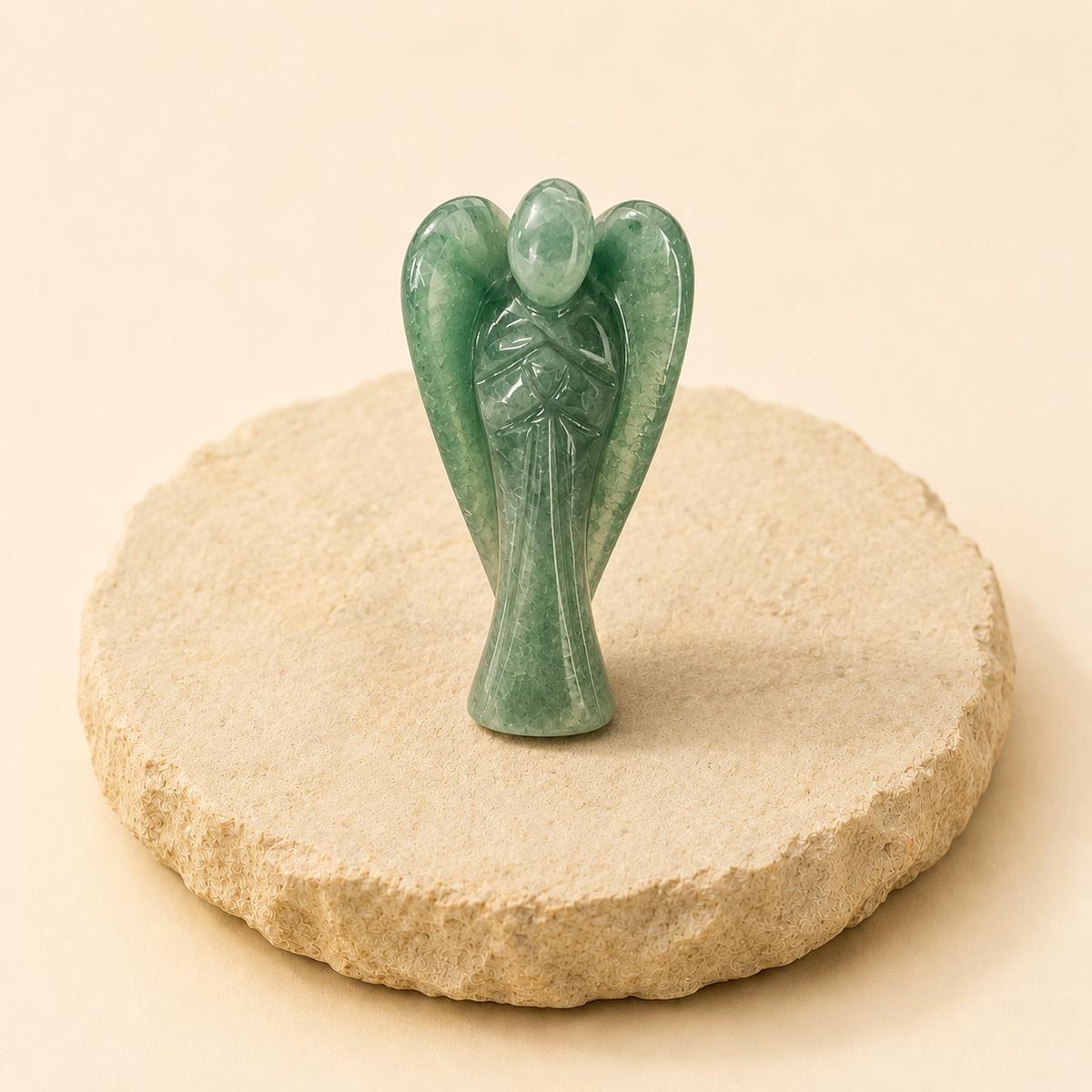 Green Aventurine Angel natural crystal product view by Evashu Crystals