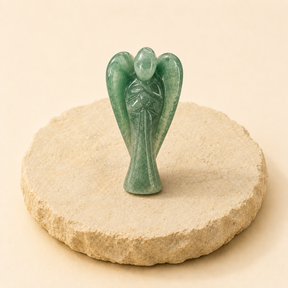 Green Aventurine Angel natural crystal product view by Evashu Crystals