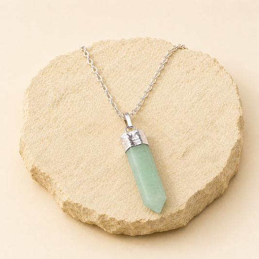 Green Aventurine Pencil Pendant natural crystal product view by Evashu Crystals