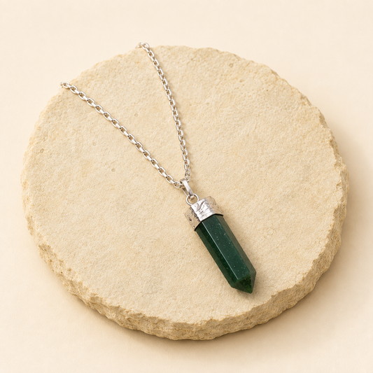 Green Jade Pendant natural crystal product view by Evashu Crystals