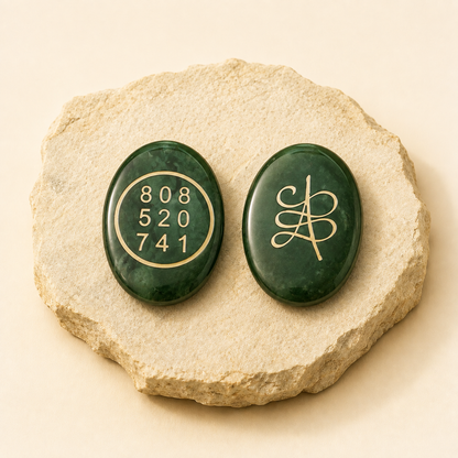 Green Jade Zibu Coin natural crystal product view by Evashu Crystals