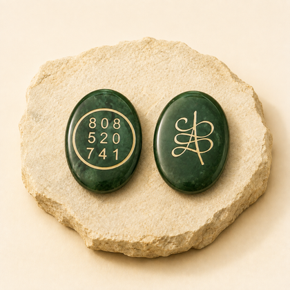 Green Jade Zibu Coin natural crystal product view by Evashu Crystals