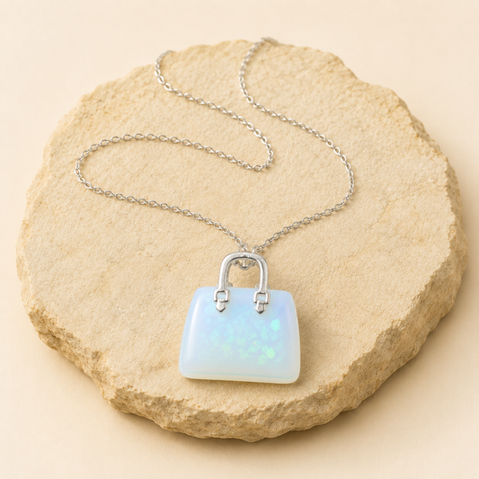 Opal Handbag Pendant natural crystal product view by Evashu Crystals