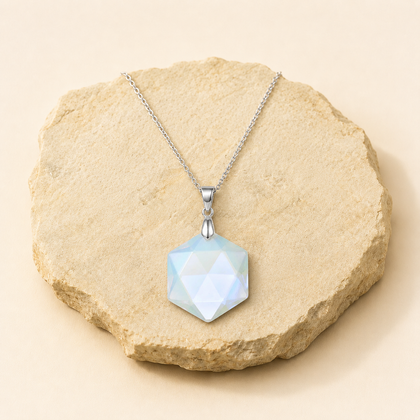 Opal Hexagon Pendant natural crystal product view by Evashu Crystals