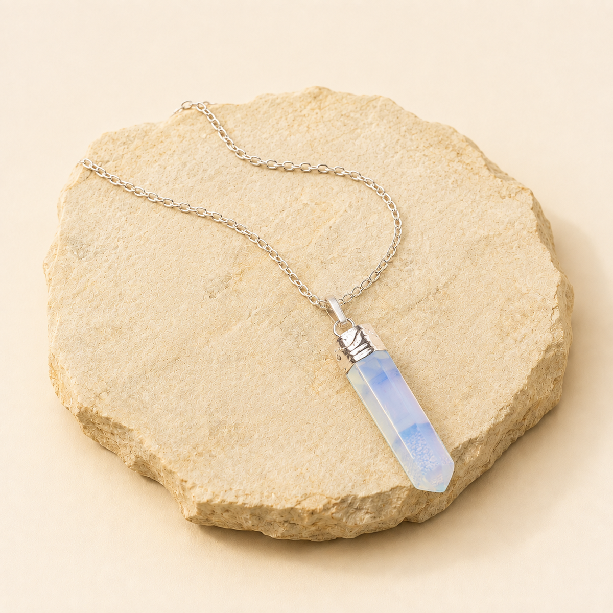 opalite-pencil-pendant natural crystal product view by Evashu Crystals