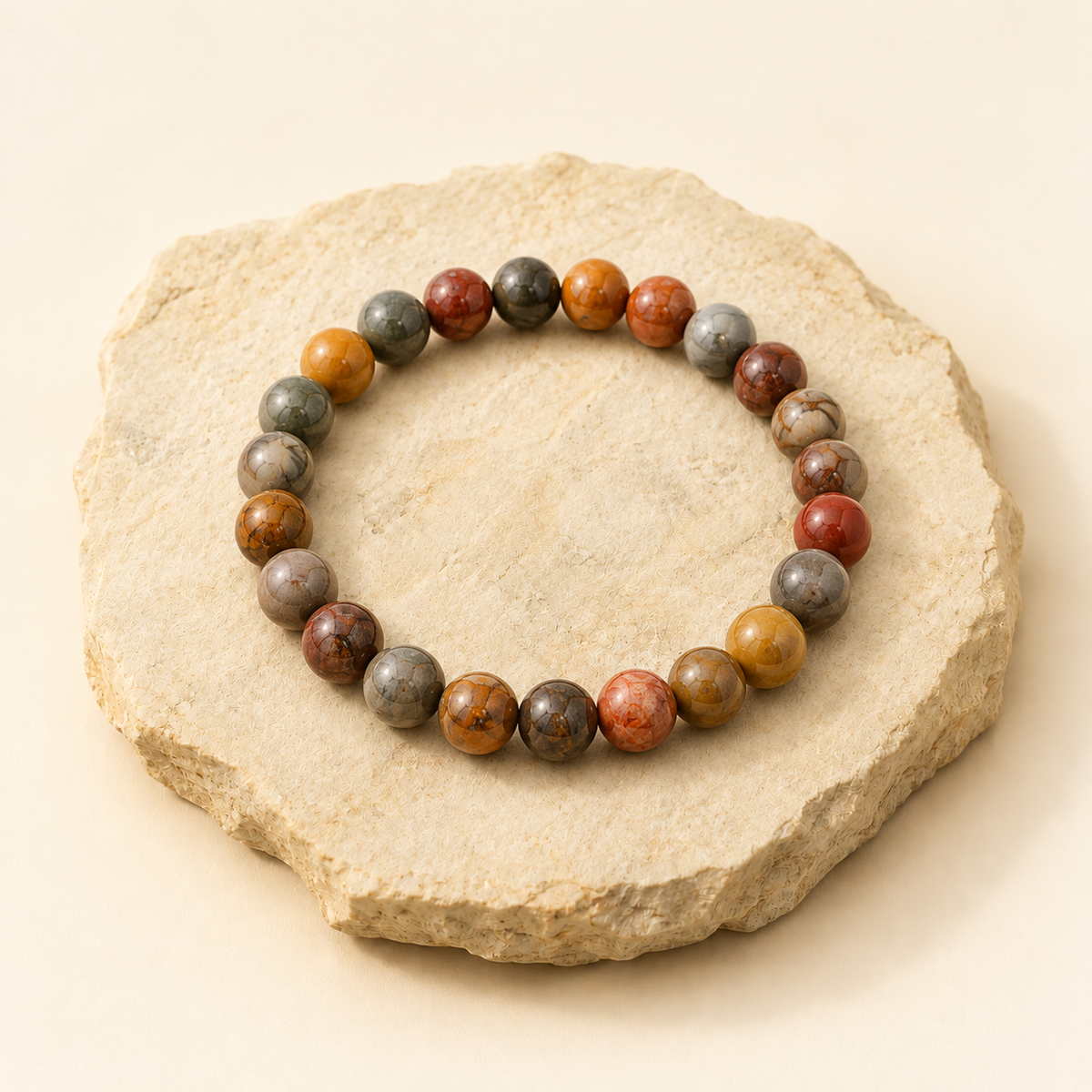 picasso-jasper-8mm-bracelet natural crystal product view by Evashu Crystals