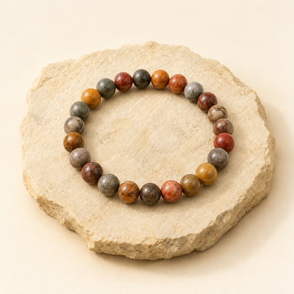 picasso-jasper-8mm-bracelet natural crystal product view by Evashu Crystals