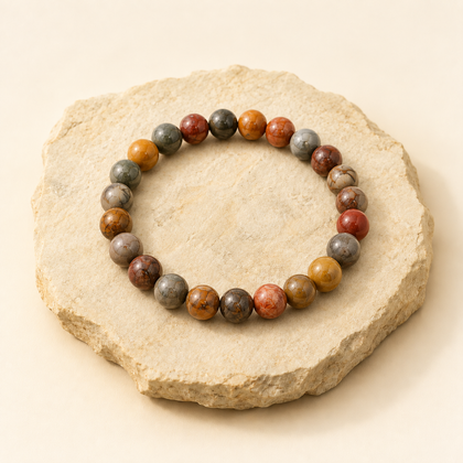 picasso-jasper-8mm-bracelet natural crystal product view by Evashu Crystals
