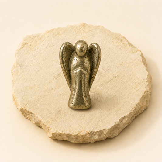 Pyrite Angel natural crystal product view by Evashu Crystals