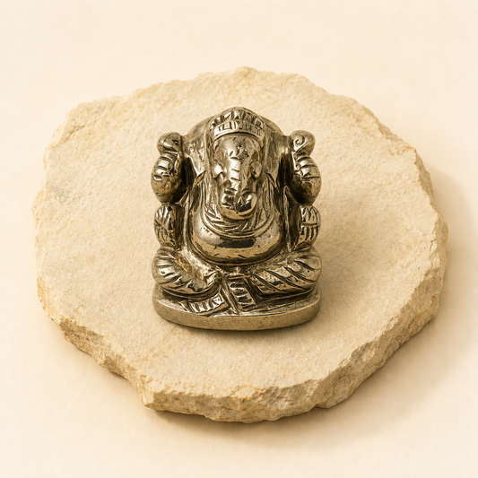 Pyrite Ganesha natural crystal product view by Evashu Crystals