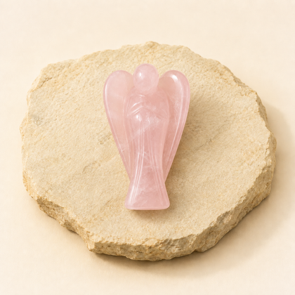 Rose Quartz Angel natural crystal product view by Evashu Crystals