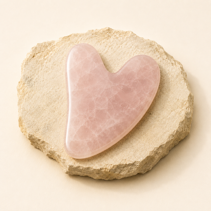 Rose Quartz Gua Sha natural crystal product view by Evashu Crystals