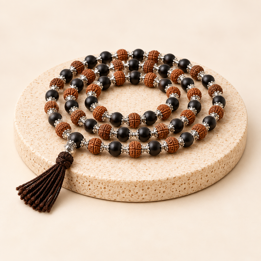 rudraksha-and-karungali-mala natural crystal product view by Evashu Crystals