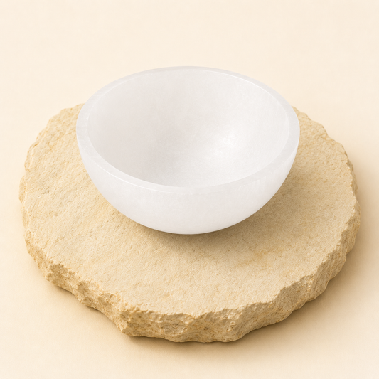 Selenite Bowl natural crystal product view by Evashu Crystals