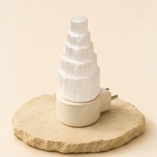 Selenite Lamp natural crystal product view by Evashu Crystals