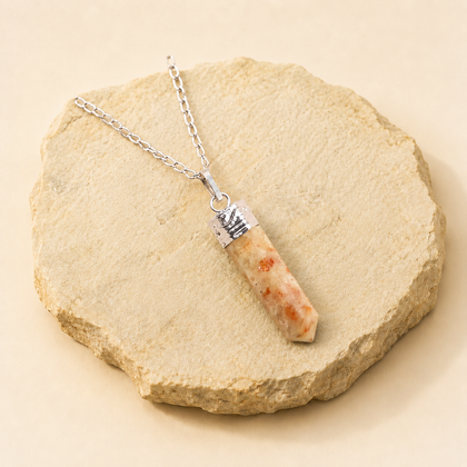 Sunstone Pencil Pendant natural crystal product view by Evashu Crystals