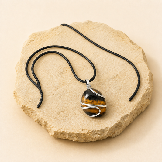 Tiger Eye Pendant natural crystal product view by Evashu Crystals