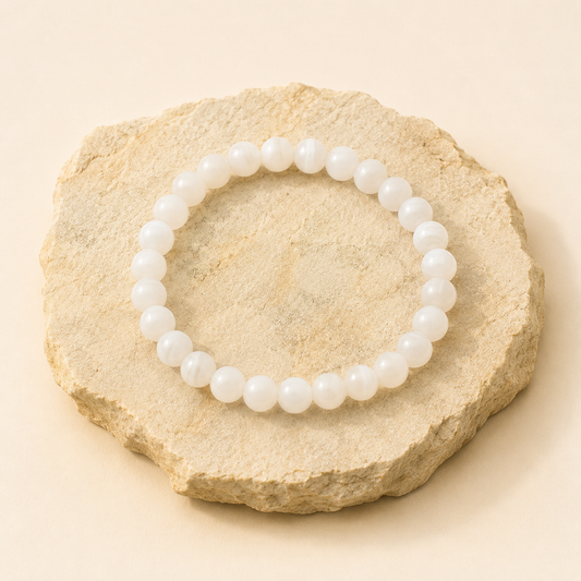 White Agate Bracelet natural crystal bracelet product view by Evashu Crystals